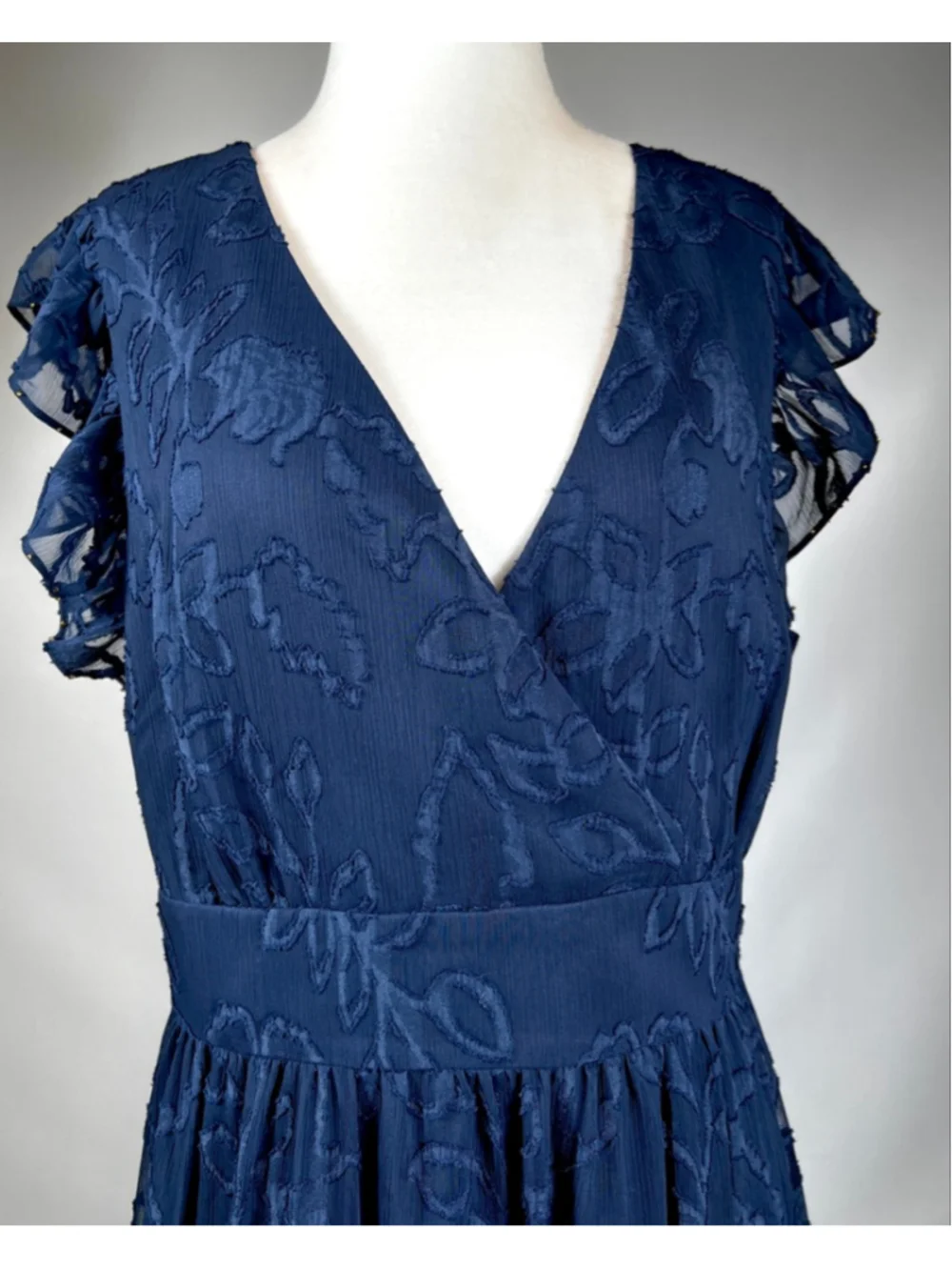 NWT Lilly Pulitzer Dress Navy Floral Maxi Dress Size 14 Autumn Midi ￼ - Picture 3 of 8